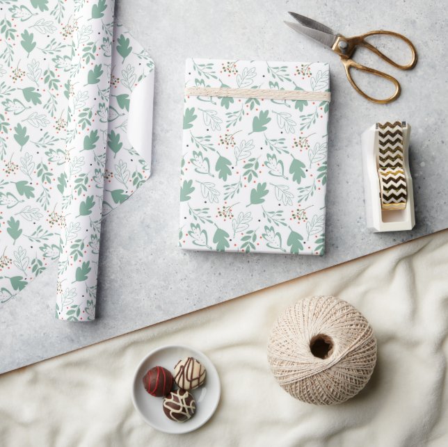 PAPIER CADEAU HIVER MODERNE VACANCES VERDOYANTES (Artisanat)