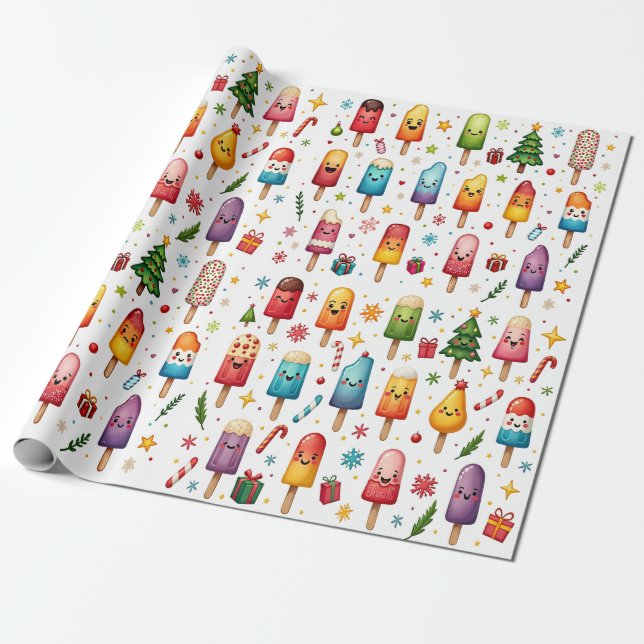 Papier Cadeau Hiver Popsicle Wonderland (Déroulé)