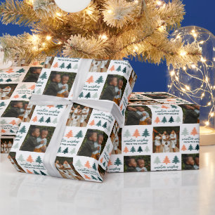 Papier Cadeau Hiver Souhaite Noël Arbres Photo