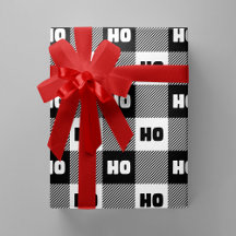 Ho Ho Ho Buffalo Plaid noir et blanc chic Noël