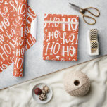 Papier Cadeau Ho Ho Ho Christmas Holiday Chic Typographie modern<br><div class="desc">Ce design de vacances présente le texte "Ho Ho Ho" en écriture blanche manuscrite sur un arrière - plan orange. #noël #fêtes #saisonnières #festivités #modernes #chic #stylish #mignon #hohoho #rouge #fête de Noël #fête de Noël #giftwrap #emballage #papier de fête #fournitures de fête</div>