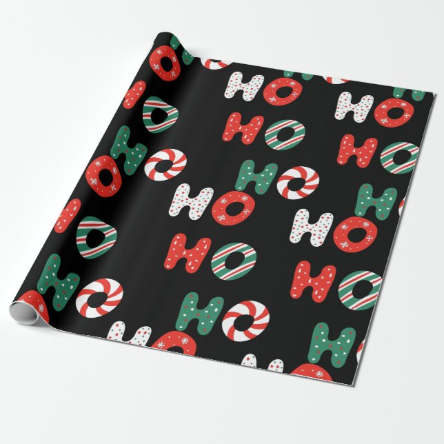 Papier Cadeau Ho Ho Ho Christmas Wrapper Paper (Déroulé)