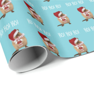 Papier Cadeau Ho ! Ho ! Ho ! Gerbille dans le casquette,