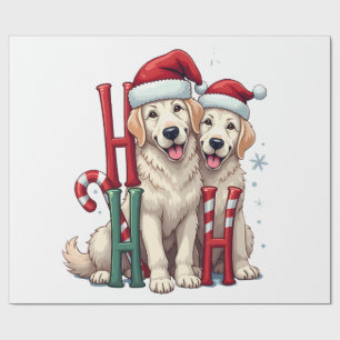 Papier Cadeau Ho Ho Ho Grand Pyrenees Amoureux des Chiens Noël S