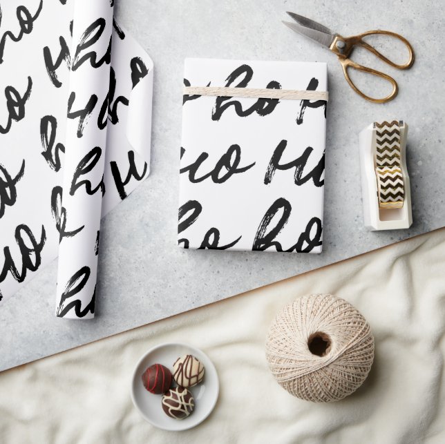 Papier Cadeau Ho Ho Ho Moderne minimaliste main dessinée Noël (Artisanat)