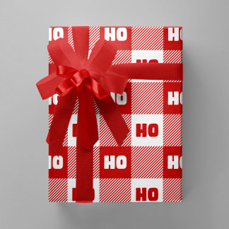 Papier Cadeau Ho Ho Ho Red & White Chic Christmas Buffalo Plaid
