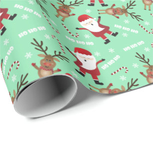 Papier Cadeau Ho Ho Ho Santa Claus Reindeer Sucres de canne Moti