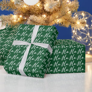 Papier Cadeau Ho Ho Ho Script Blanc sur Noël Terracotta