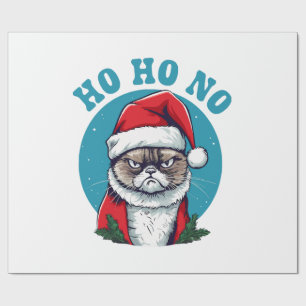 Papier Cadeau Ho ho non - drôle de chat de Noël grincheux