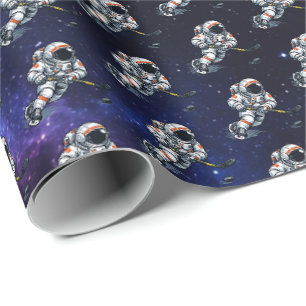 Papier Cadeau Hockey Astronaute