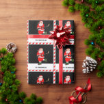 Papier Cadeau Hockey Christmas<br><div class="desc">Enveloppement cadeau de vacances de hockey créatif avec joueur de hockey sur glace Père Noël. Pour personnaliser la modification du texte pour ajouter un nom.</div>