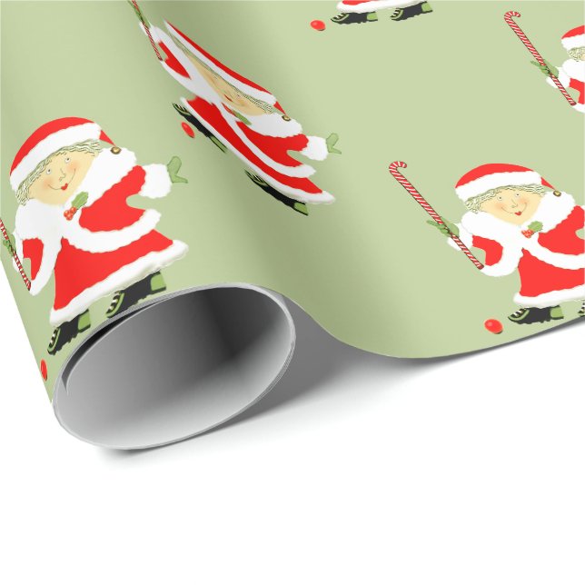 Papier Cadeau Hockey sur gazon de Noël (Coin rond)