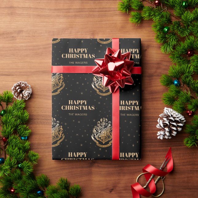 Papier Cadeau HOGWARTS™ Crest doré brillant personnalisé (Cadeau de vacances)