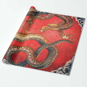 Papier Cadeau Hokusai Dragon Japonais Vintage Katsushika Hokusai