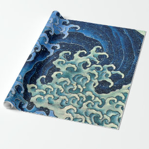 Papier Cadeau Hokusai Vague féminine Océan Vintage