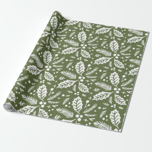 Papier Cadeau Holly Berry Motif d'illustration dessin à la main 