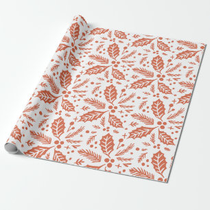Papier Cadeau Holly Berry Motif d'illustration tiré à la main ro