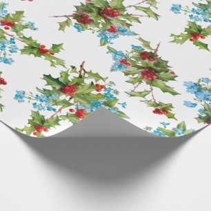 Papier Cadeau Holly coloré et Blue ne m'oublient pas