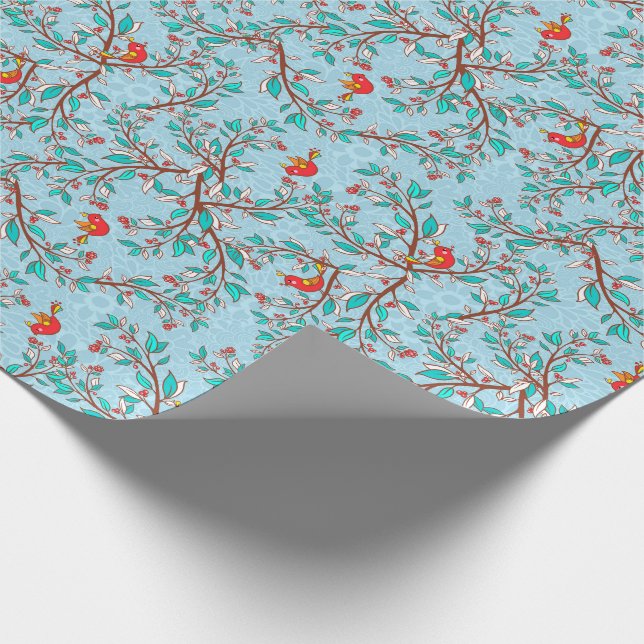 Papier Cadeau Holly et oiseaux (Coin)