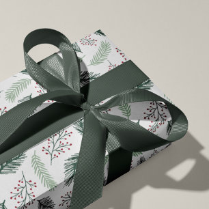 Papier Cadeau Holly et Pine   Motif de Noël