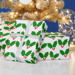 Papier Cadeau Holly Feuilles