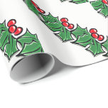 Papier Cadeau Holly Feuilles, Holly Berries, couronne de Noël<br><div class="desc">Un design festif et coloré de sprig saint pour ajouter un peu de gaieté à votre saison d'hiver.</div>