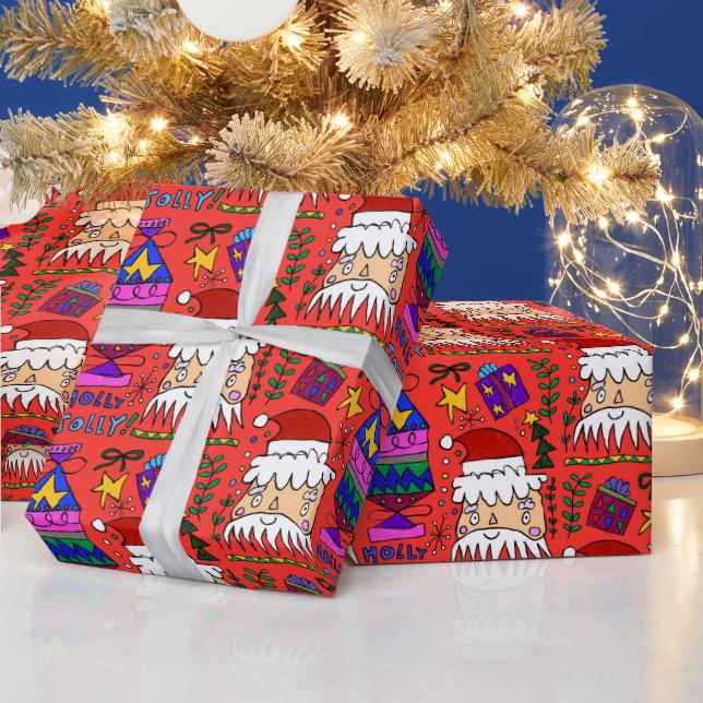 Papier Cadeau Holly Jolly Santa Wrapping Paper (Vacances)