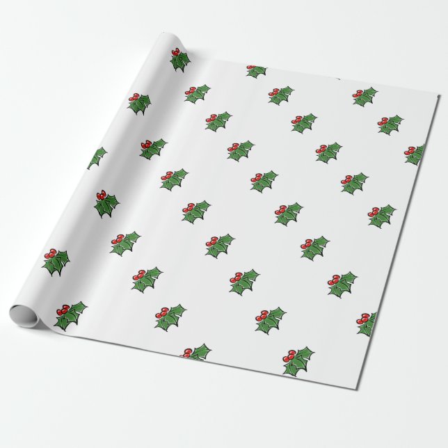 Papier Cadeau Holly Sprig (Déroulé)