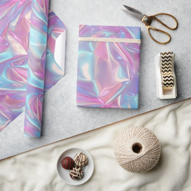 Papier Cadeau Holographique Pastel Iridescente (Artisanat)