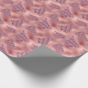 Papier Cadeau Holos rose Noël Arbre de Noël Glam Foil