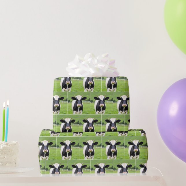 Papier Cadeau Holstein Bull Dans Green Pasture (Cadeaux de fête)