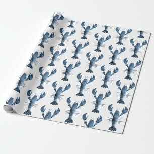 Papier Cadeau Homard bleu aquarelle moderne