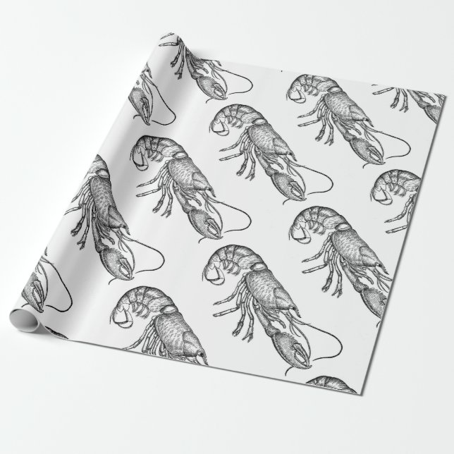 Papier Cadeau homard graphique vintage (Déroulé)