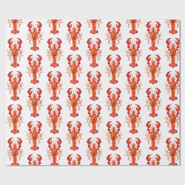 Papier Cadeau Homard polygonal rouge (Plat)