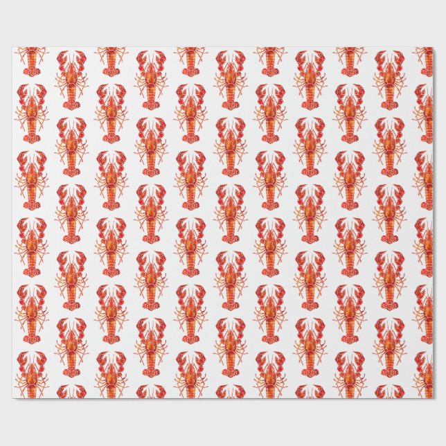 Papier Cadeau Homard polygonal rouge (Plat)