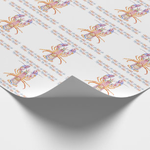 Papier Cadeau Homard rose et bleu