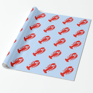 Papier Cadeau Homard sur le bleu