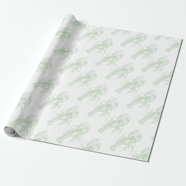 Papier Cadeau Homard vert Sage (Déroulé)