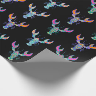 Papier Cadeau Homards de Boho colorés Motif Noir