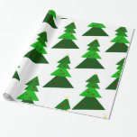 Papier Cadeau Homey Christmas Tree Motif<br><div class="desc">C'est un charmant motif enfantin composé de formes et de couleurs basiques,  dans une jolie forêt d'arbres de Noël décorés sur un arrière - plan transparent. Choisissez une autre couleur arrière - plan si vous le souhaitez.</div>
