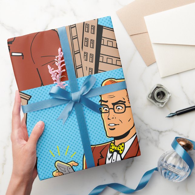Papier Cadeau Homme Comique Avec Cellulaire (Créateur téléchargé)