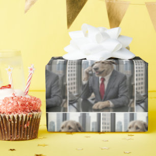 Papier Cadeau Homme d'affaires Irish Wolfhound dans un bureau d'