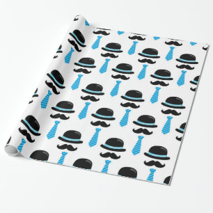 Papier Cadeau Homme de Lil de moustache bleue de bébé petit