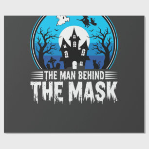 Papier Cadeau Homme d'Halloween derrière le masque maison hantée
