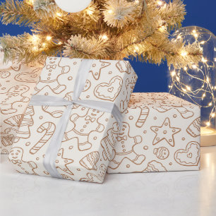 Papier Cadeau Homme en pain d'épices Bohème de Noël traditionnel