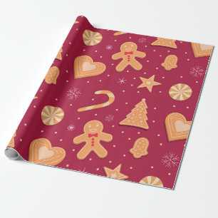 Papier Cadeau Homme en pain d'épices et motif de biscuits de Noë