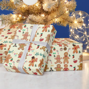 Papier Cadeau Homme en pain d'épices festif pour emballage de No