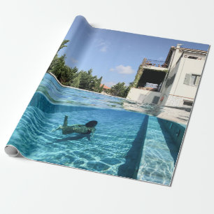 Papier Cadeau Homme en piscine le matin