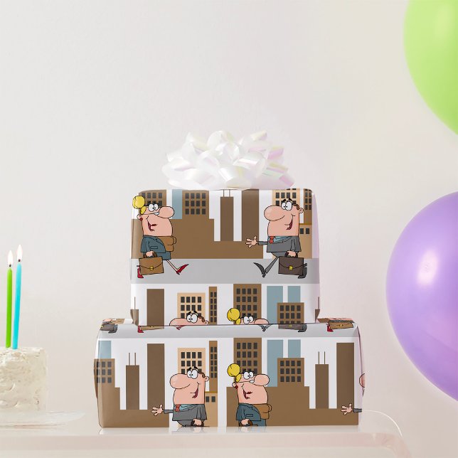 Papier Cadeau Homme et femme d'affaires se réunissant en ville (Créateur téléchargé)