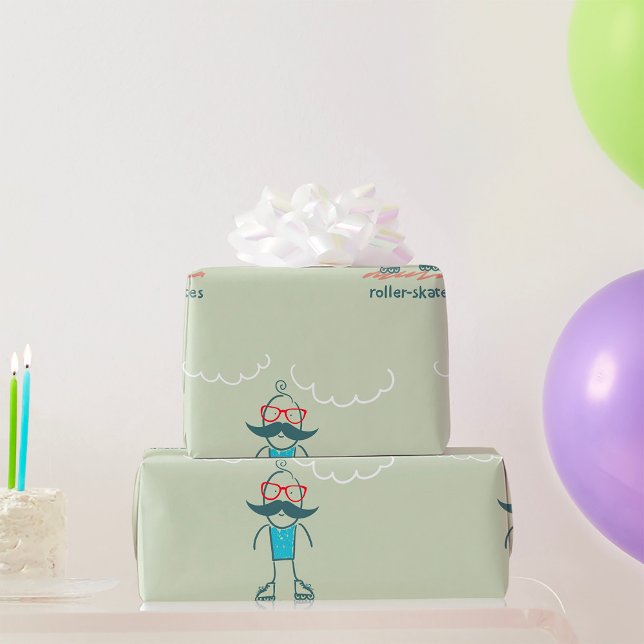 Papier Cadeau Homme sur Rollerskates (Créateur téléchargé)
